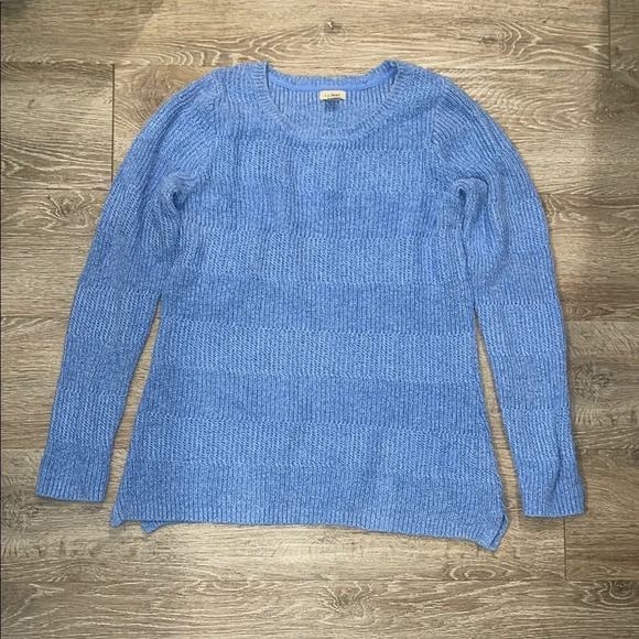 Ll bean chunky stripe blue 100 % cotton Blue Women's Sweater size medium - Picture 1 of 7